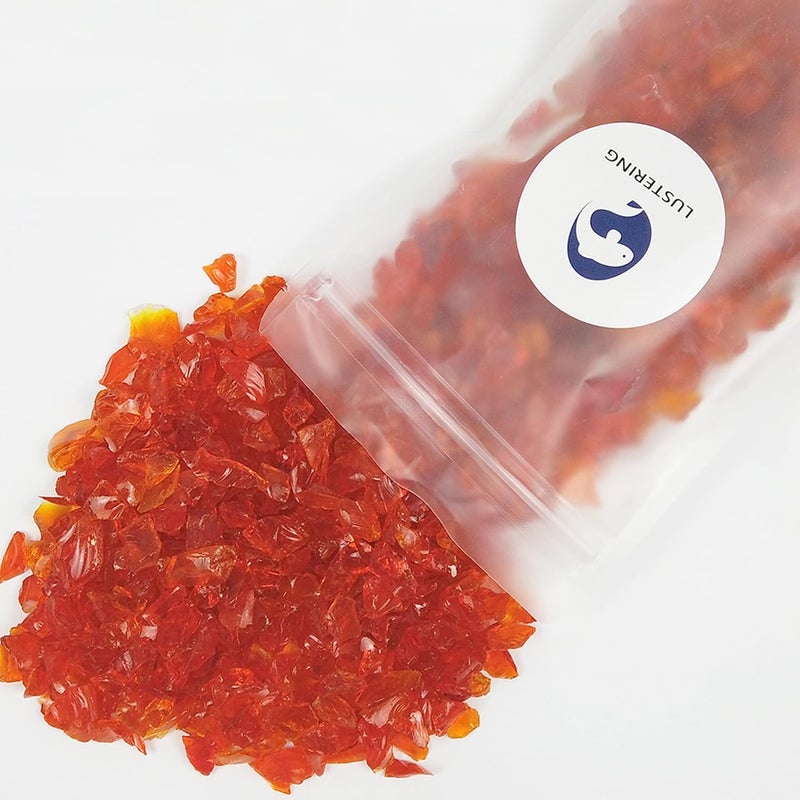LUSTERING High Luster Crushed Glass Glitter, 6-9mm Fire Glass, Broken Glass, Glass Chips for Fire Pit Crafts DIY Epoxy Resin Art, Geode Painting, Vase Filler, Aquarium Garden Decor,330g (Orange Red) - Image 5